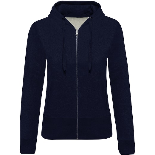 blau Kariban Ladies´ Organic Full Zip Hooded Sweatshirt - french navy heather