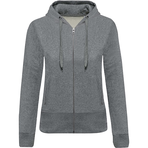 grå Kariban Ladies´ Organic Full Zip Hooded Sweatshirt - heather grey