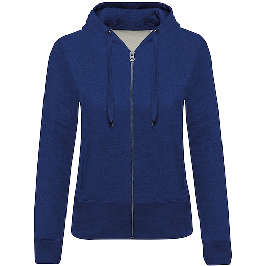 blå Kariban Ladies´ Organic Full Zip Hooded Sweatshirt - ocean blue heather
