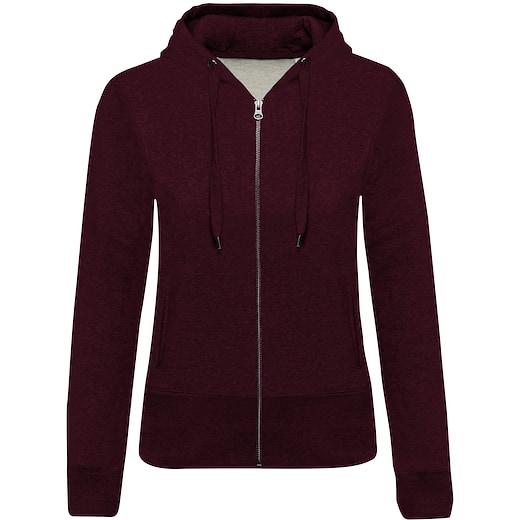 punainen Kariban Ladies´ Organic Full Zip Hooded Sweatshirt - wine heather