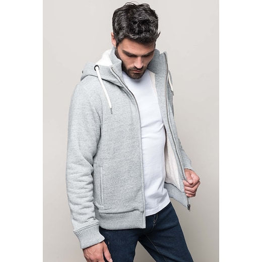 grau Kariban Vintage Sherpa-Lined Fleece Jacket - slub heather grey