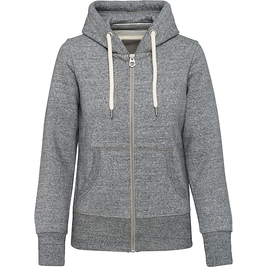 grigio Kariban Ladies´ Vintage Zipped Hooded Sweat - slub heather grey