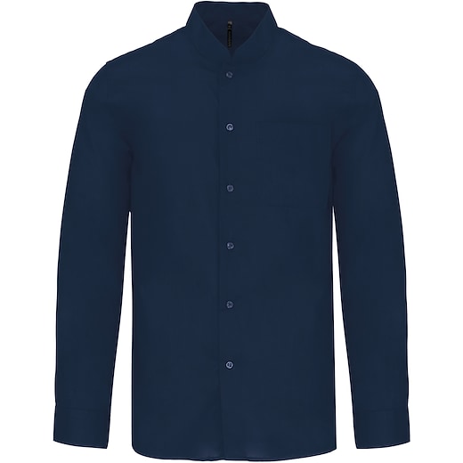 blå Kariban Men´s Mandarin Collar Shirt - navy