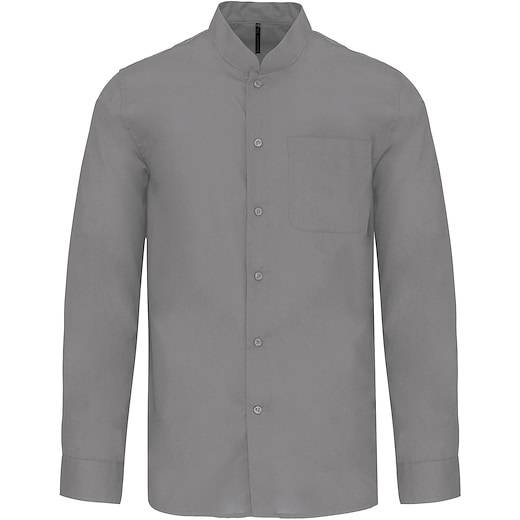 grå Kariban Men´s Mandarin Collar Shirt - silver