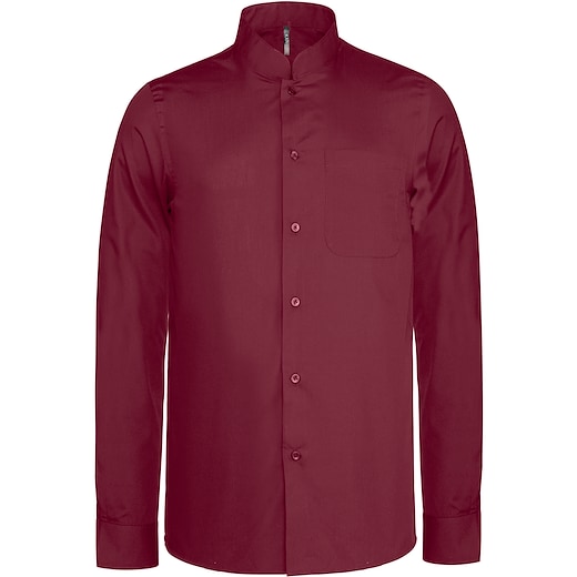 röd Kariban Men´s Mandarin Collar Shirt - wine