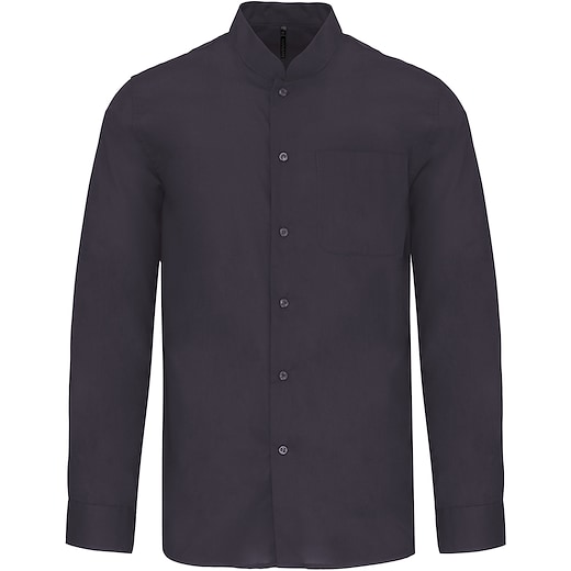 grå Kariban Men´s Mandarin Collar Shirt - zinc