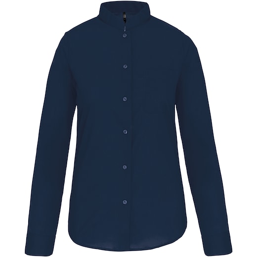 blå Kariban Ladies´ Mandarin Collar Shirt - navy