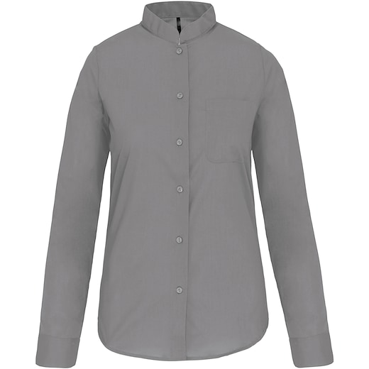 grå Kariban Ladies´ Mandarin Collar Shirt - silver