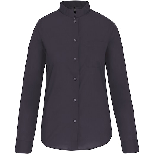 grå Kariban Ladies´ Mandarin Collar Shirt - zinc
