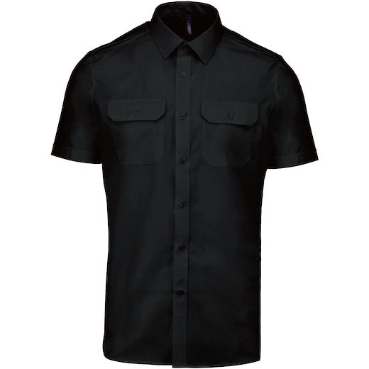 svart Kariban Men´s Short-Sleeved Pilot Shirt - black
