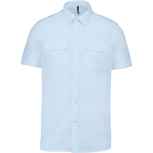 blå Kariban Men´s Short-Sleeved Pilot Shirt - sky