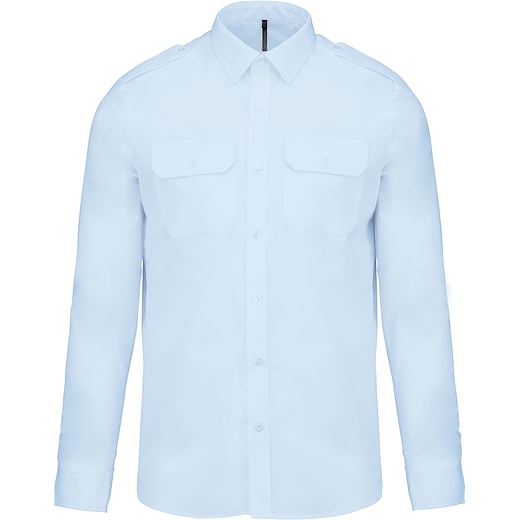 blå Kariban Men´s Long-Sleeved Pilot Shirt - sky