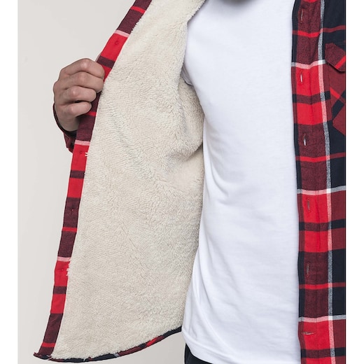 Kariban Sherpa-Lined Checked Shirt Jacket -