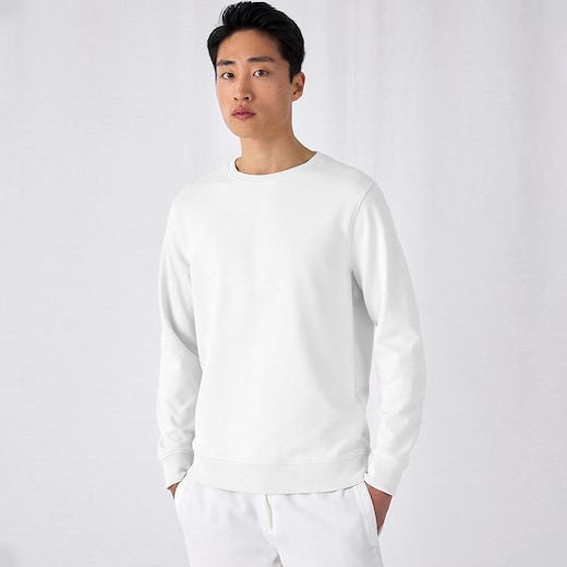 valkoinen B&C Organic Crew Neck - white