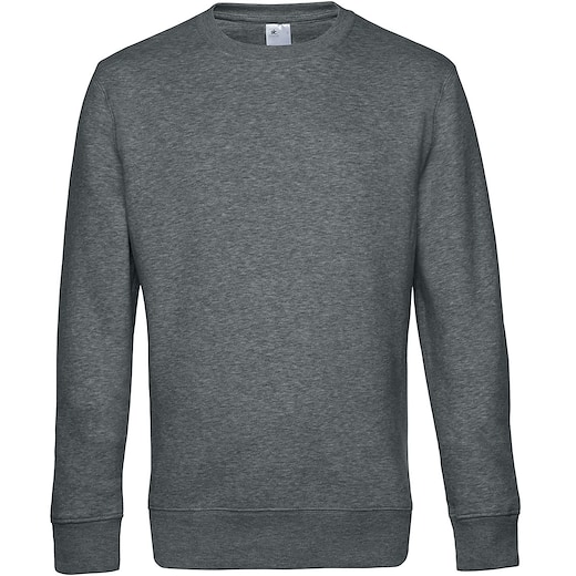 B&C King Crew Neck - heather mid grey