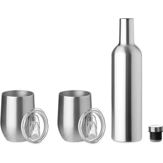grau Thermos-Set Fjord, 75 cl - silver matted