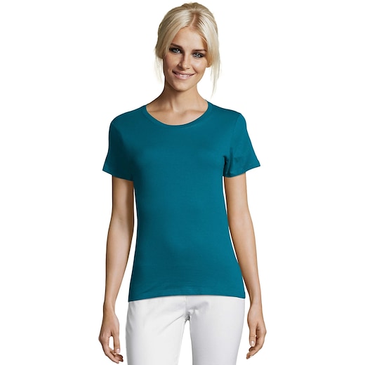 sininen SOL´s Regent Women T-shirt - duck egg blue