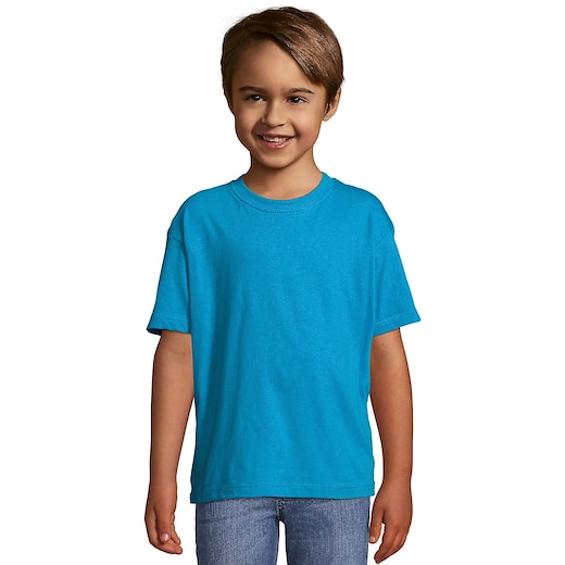 blå SOL´s Regent Kids T-shirt - aqua