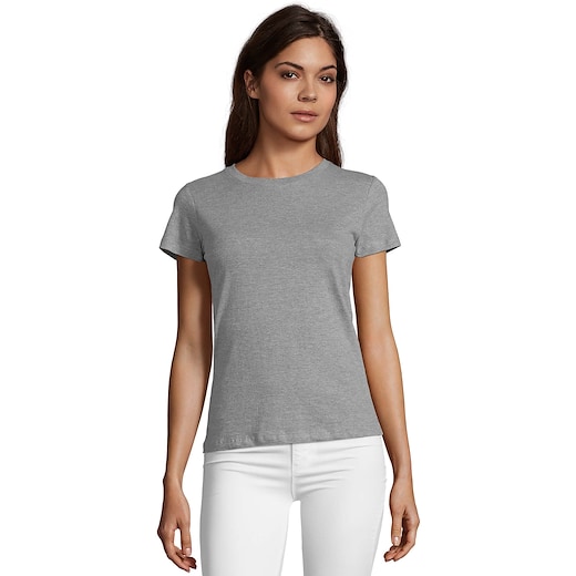 harmaa SOL´s Regent Fit Women T-shirt - grey melange