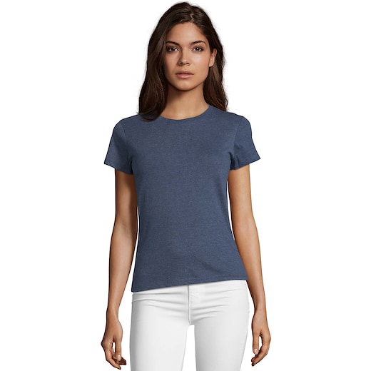 blau SOL´s Regent Fit Women T-shirt - heather denim