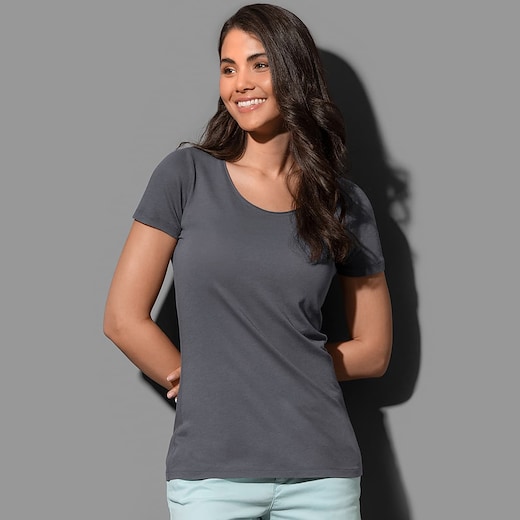 grau Stedman Finest Cotton Women´s T-shirt - slate grey