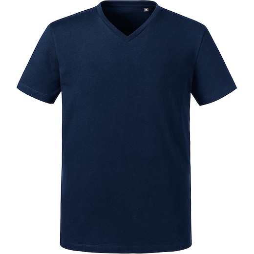 bleu Russell Men´s Pure Organic V-Neck T 103M - french navy