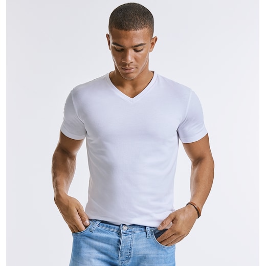 weiß Russell Men´s Pure Organic V-Neck T 103M - white