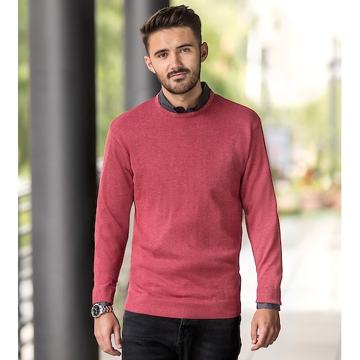 Russell Men´s Crew Neck Knitted Pullover 717M - cranberry marl