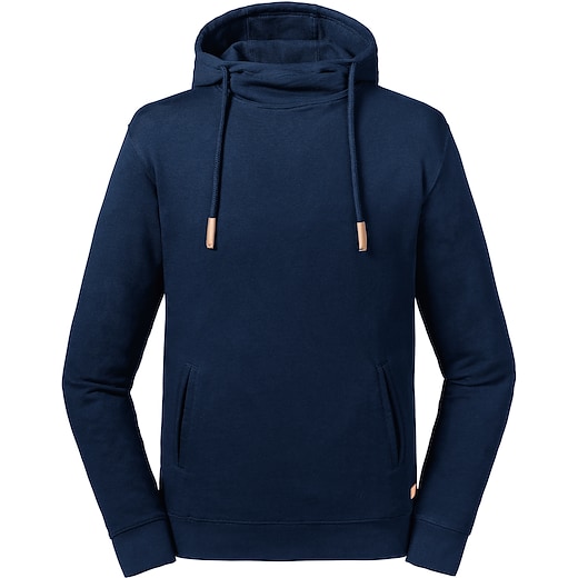blau Russell Pure Organic High Collar Hooded Sweat 209M - french navy
