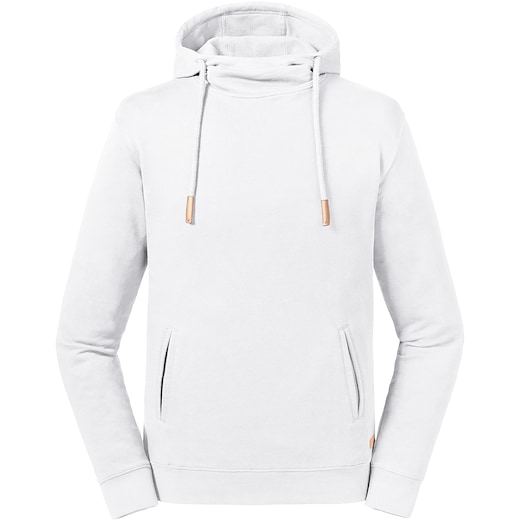 hvid Russell Pure Organic High Collar Hooded Sweat 209M - white
