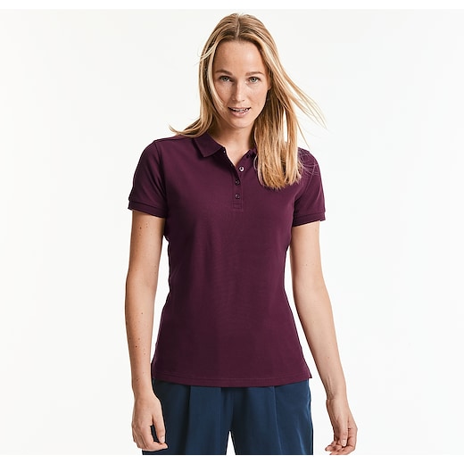 röd Russell Ladies´ Tailored Stretch Polo 567F - burgundy