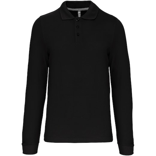 sort Kariban Bell Men's Long-Sleeved Polo Shirt - black