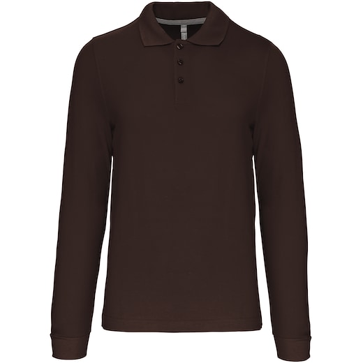 brun Kariban Bell Men's Long-Sleeved Polo Shirt - chocolate