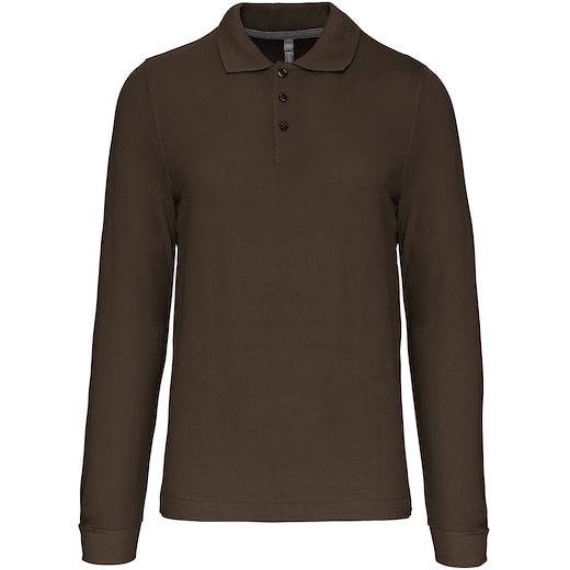grøn Kariban Bell Men's Long-Sleeved Polo Shirt - dark khaki