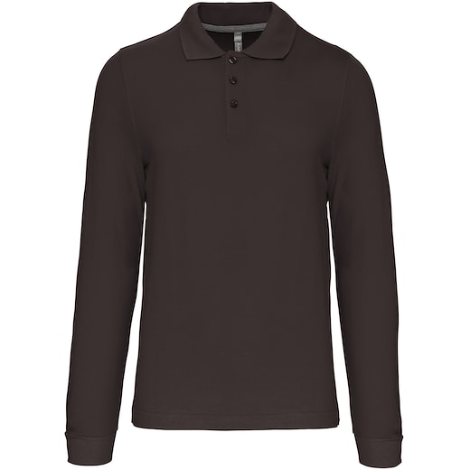 grå Kariban Bell Men's Long-Sleeved Polo Shirt - dark grey