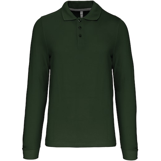 grøn Kariban Bell Men's Long-Sleeved Polo Shirt - forest green