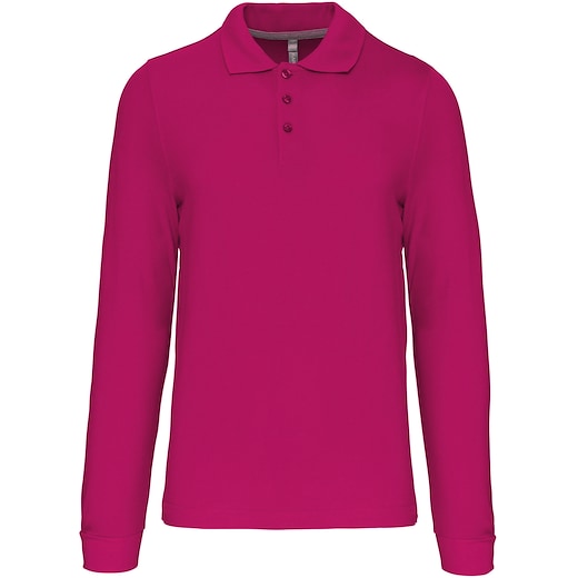 lyserød Kariban Bell Men's Long-Sleeved Polo Shirt - fuchsia