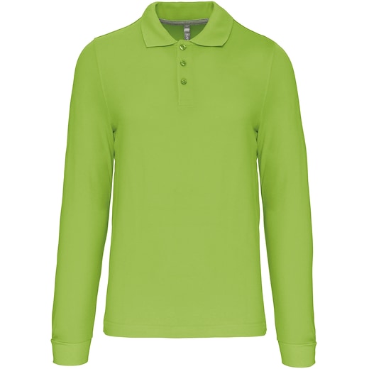 grøn Kariban Bell Men's Long-Sleeved Polo Shirt - lime