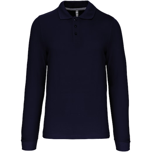 blå Kariban Bell Men's Long-Sleeved Polo Shirt - navy