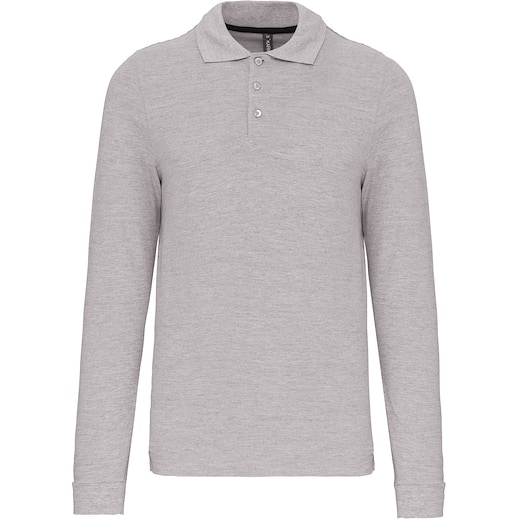 grå Kariban Bell Men's Long-Sleeved Polo Shirt - oxford grey