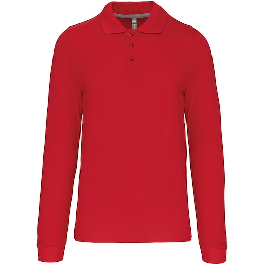 rød Kariban Bell Men's Long-Sleeved Polo Shirt - red