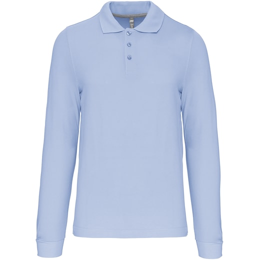 blå Kariban Bell Men's Long-Sleeved Polo Shirt - sky
