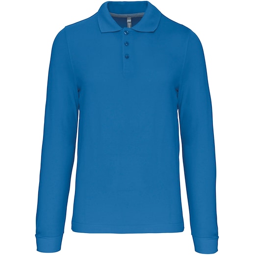 blå Kariban Bell Men's Long-Sleeved Polo Shirt - tropical blue