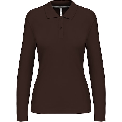 brun Kariban Tory Women's Long-Sleeved Polo Shirt - chocolate