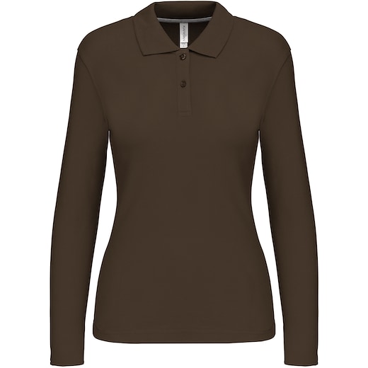 grøn Kariban Tory Women's Long-Sleeved Polo Shirt - dark khaki