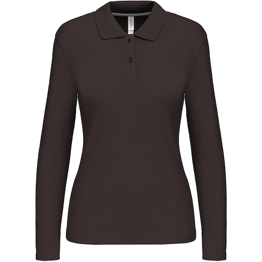 grå Kariban Tory Women's Long-Sleeved Polo Shirt - dark grey