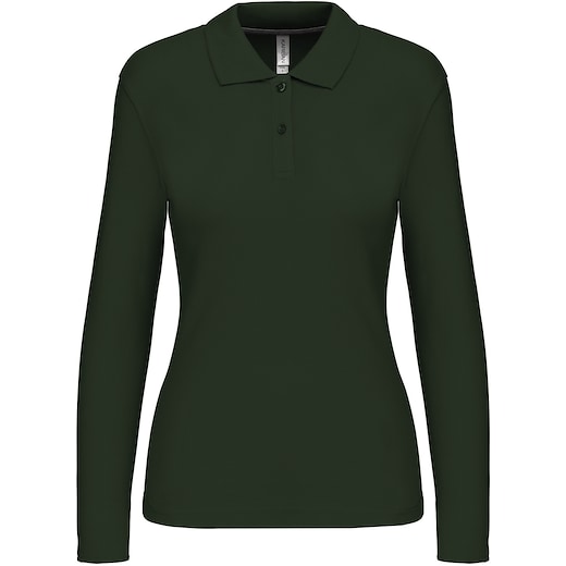 grøn Kariban Tory Women's Long-Sleeved Polo Shirt - forest green