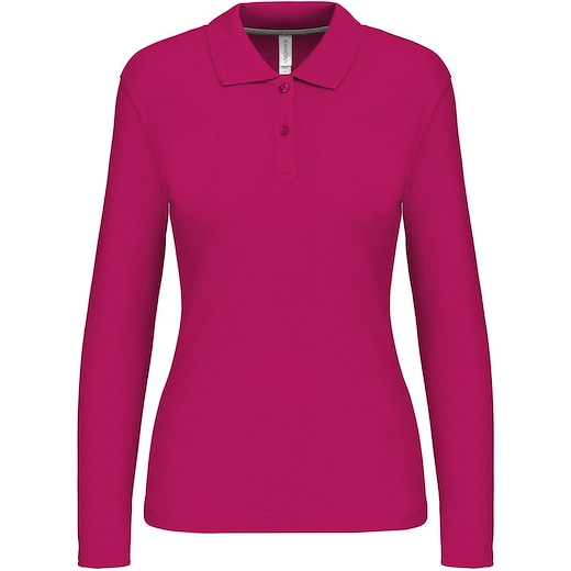 lyserød Kariban Tory Women's Long-Sleeved Polo Shirt - fuchsia