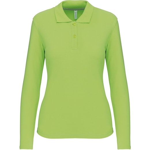 grøn Kariban Tory Women's Long-Sleeved Polo Shirt - lime