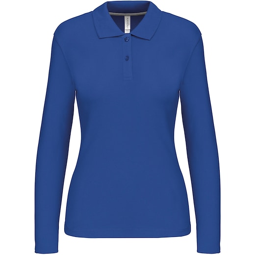 blå Kariban Tory Women's Long-Sleeved Polo Shirt - light royal blue